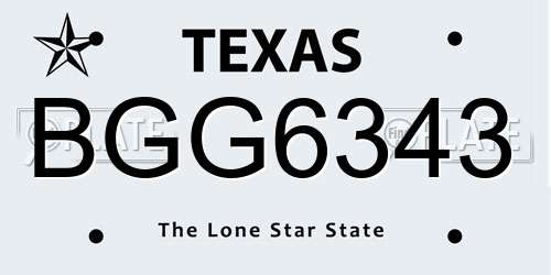 BGG6343 Texas License Plate