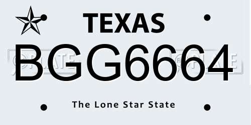 BGG6664 Texas License Plate