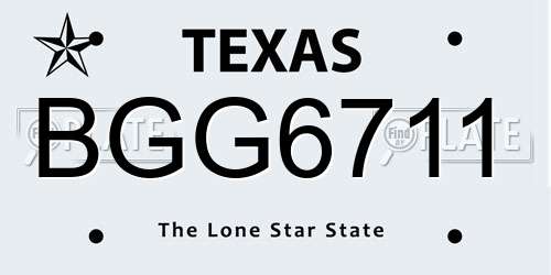BGG6711 Texas License Plate