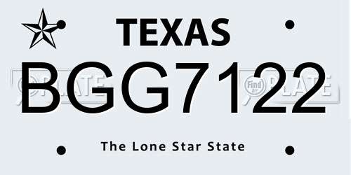 BGG7122 Texas License Plate