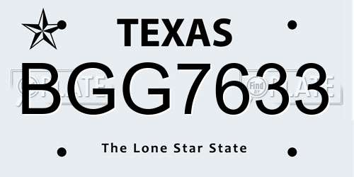 BGG7633 Texas License Plate