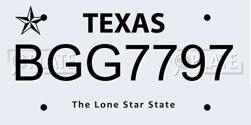 BGG7797 Texas License Plate