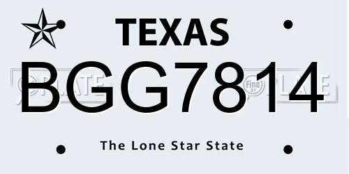 BGG7814 Texas License Plate