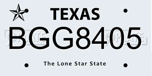 BGG8405 Texas License Plate
