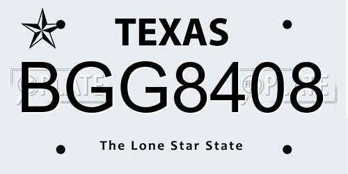 BGG8408 Texas License Plate