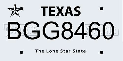 BGG8460 Texas License Plate