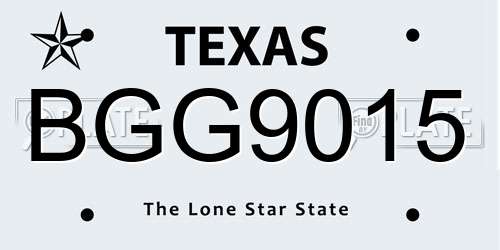 BGG9015 Texas License Plate