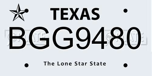 BGG9480 Texas License Plate
