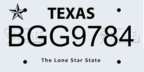 BGG9784 Texas License Plate