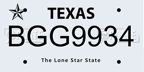 BGG9934 Texas License Plate