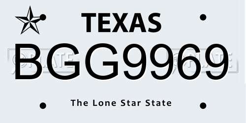 BGG9969 Texas License Plate