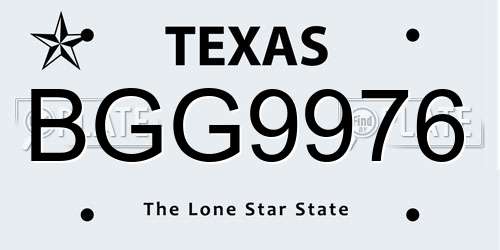 BGG9976 Texas License Plate