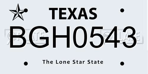 BGH0543 Texas License Plate