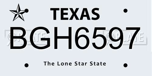 BGH6597 Texas License Plate
