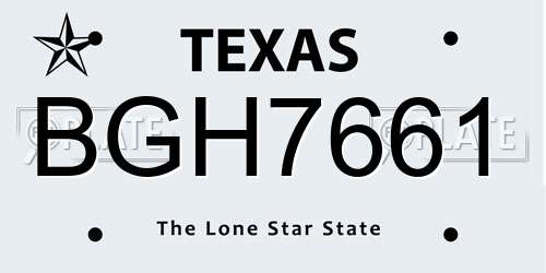 BGH7661 Texas License Plate