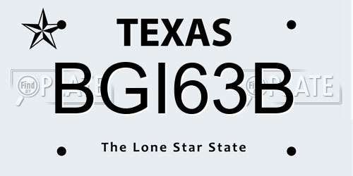 BGI63B Texas License Plate