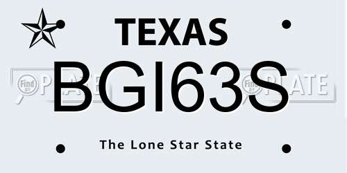 BGI63S Texas License Plate