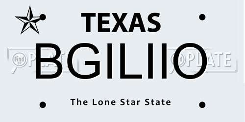 BGILIIO Texas License Plate