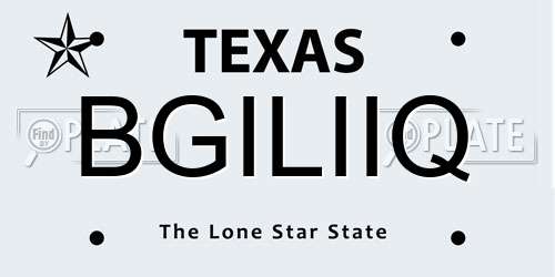 BGILIIQ Texas License Plate