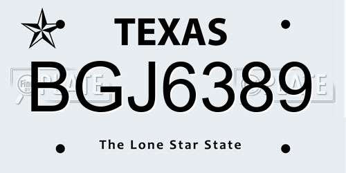 BGJ6389 Texas License Plate