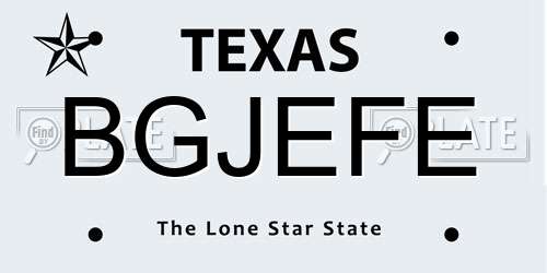 BGJEFE Texas License Plate