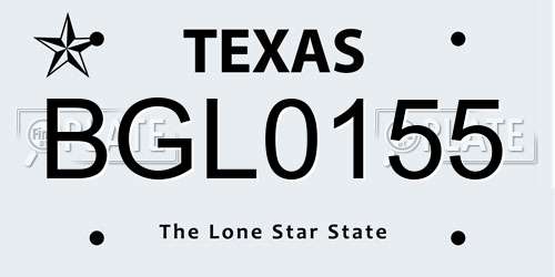 BGL0155 Texas License Plate