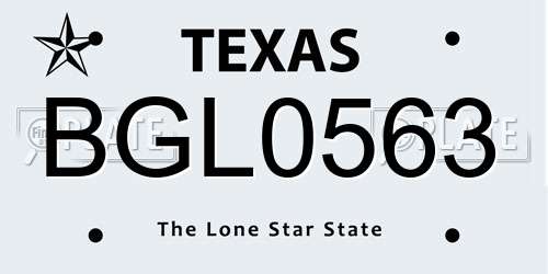 BGL0563 Texas License Plate