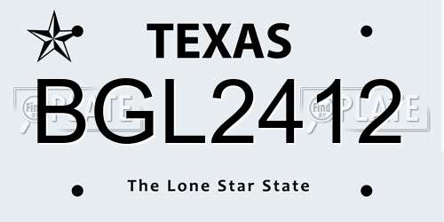 BGL2412 Texas License Plate