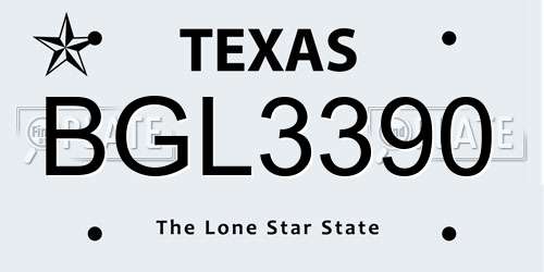 BGL3390 Texas License Plate
