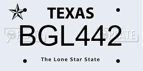 BGL442 Texas License Plate