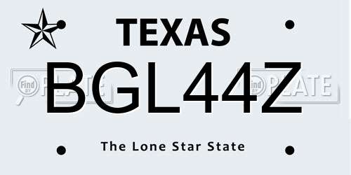 BGL44Z Texas License Plate