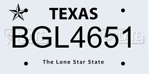 BGL4651 Texas License Plate