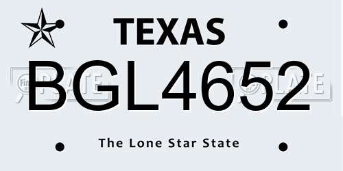 BGL4652 Texas License Plate
