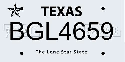 BGL4659 Texas License Plate