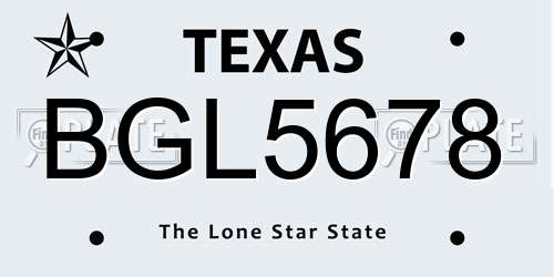 BGL5678 Texas License Plate