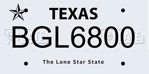 BGL6800 Texas License Plate