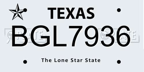 BGL7936 Texas License Plate