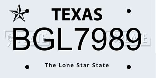 BGL7989 Texas License Plate