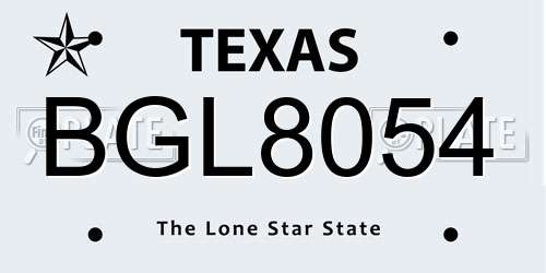 BGL8054 Texas License Plate
