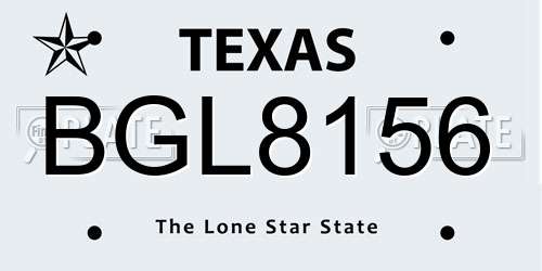 BGL8156 Texas License Plate