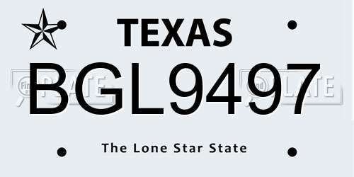BGL9497 Texas License Plate