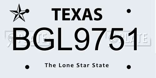 BGL9751 Texas License Plate