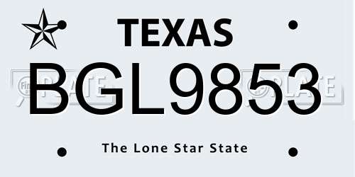 BGL9853 Texas License Plate