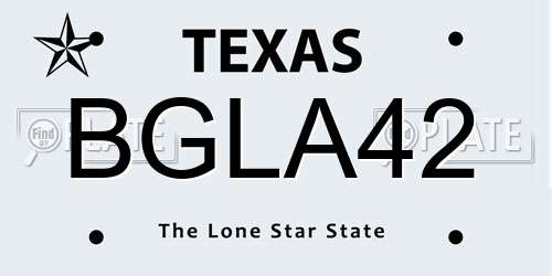 BGLA42 Texas License Plate