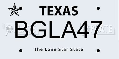 BGLA47 Texas License Plate