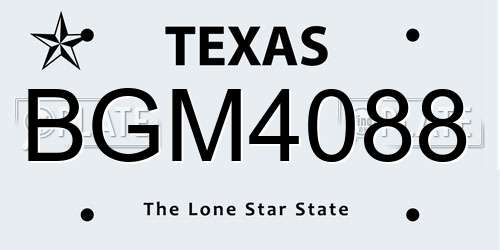 BGM4088 Texas License Plate