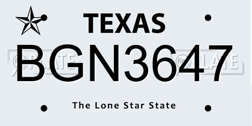 BGN3647 Texas License Plate