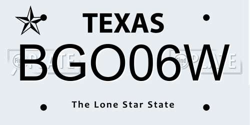 BGO06W Texas License Plate