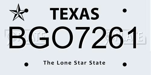 BGO7261 Texas License Plate