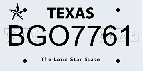 BGO7761 Texas License Plate